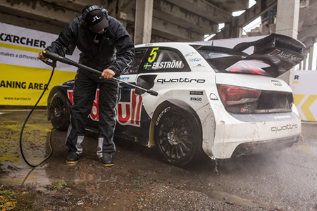 Foto Kärcher proveedor del campeonato mundial de Rallycross 2017.